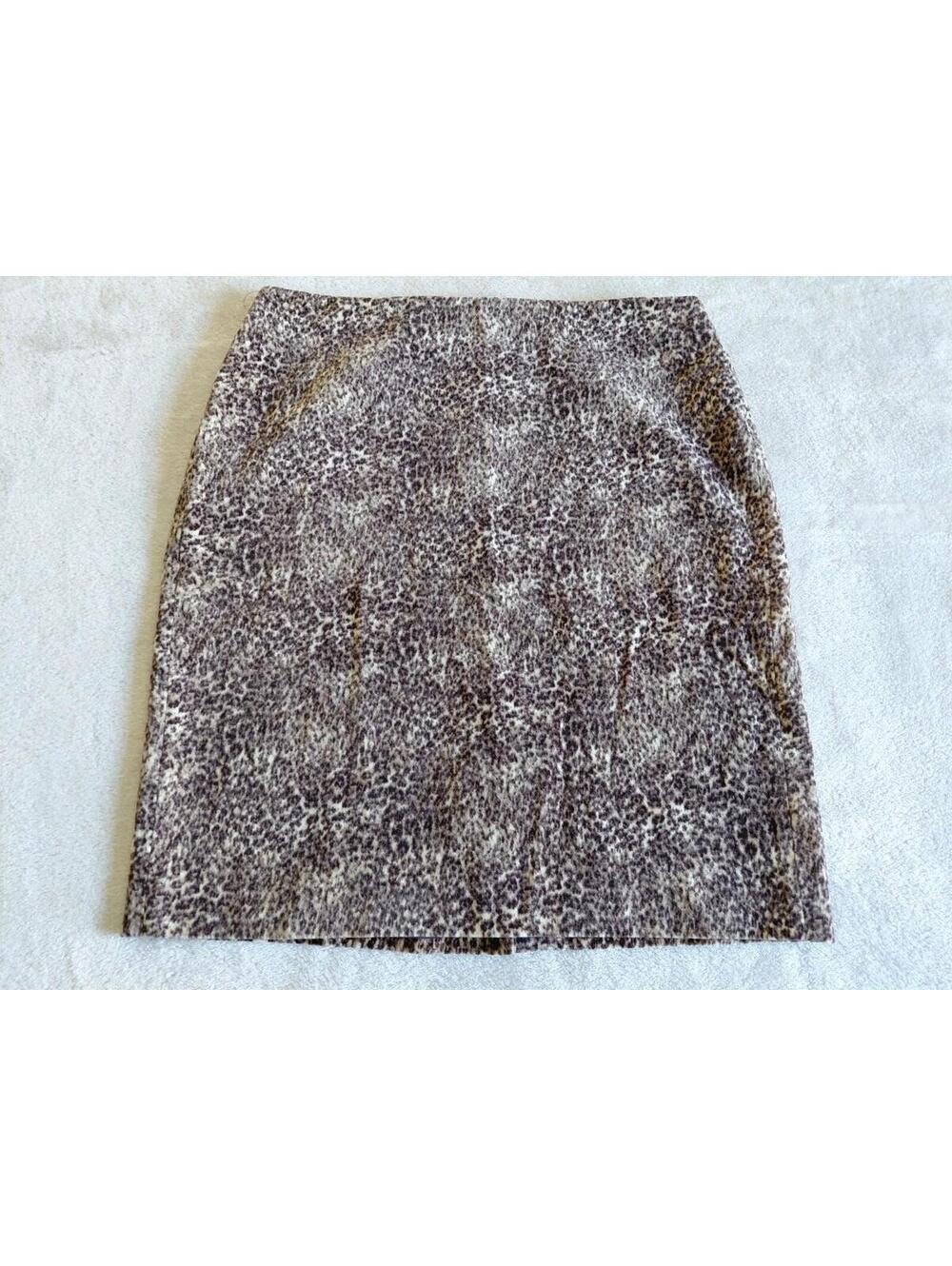 Talbots Animal Print Pencil Skirt Womens Size 12 Brown Soft